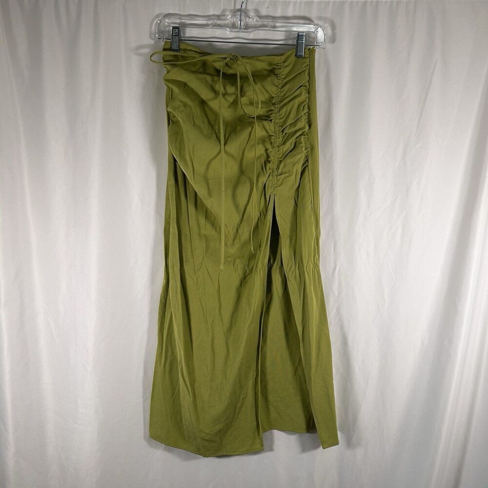 Lulu's Maxi Skirt Women's XS Green Side Slit Side Zip Cotton Blend Pull On